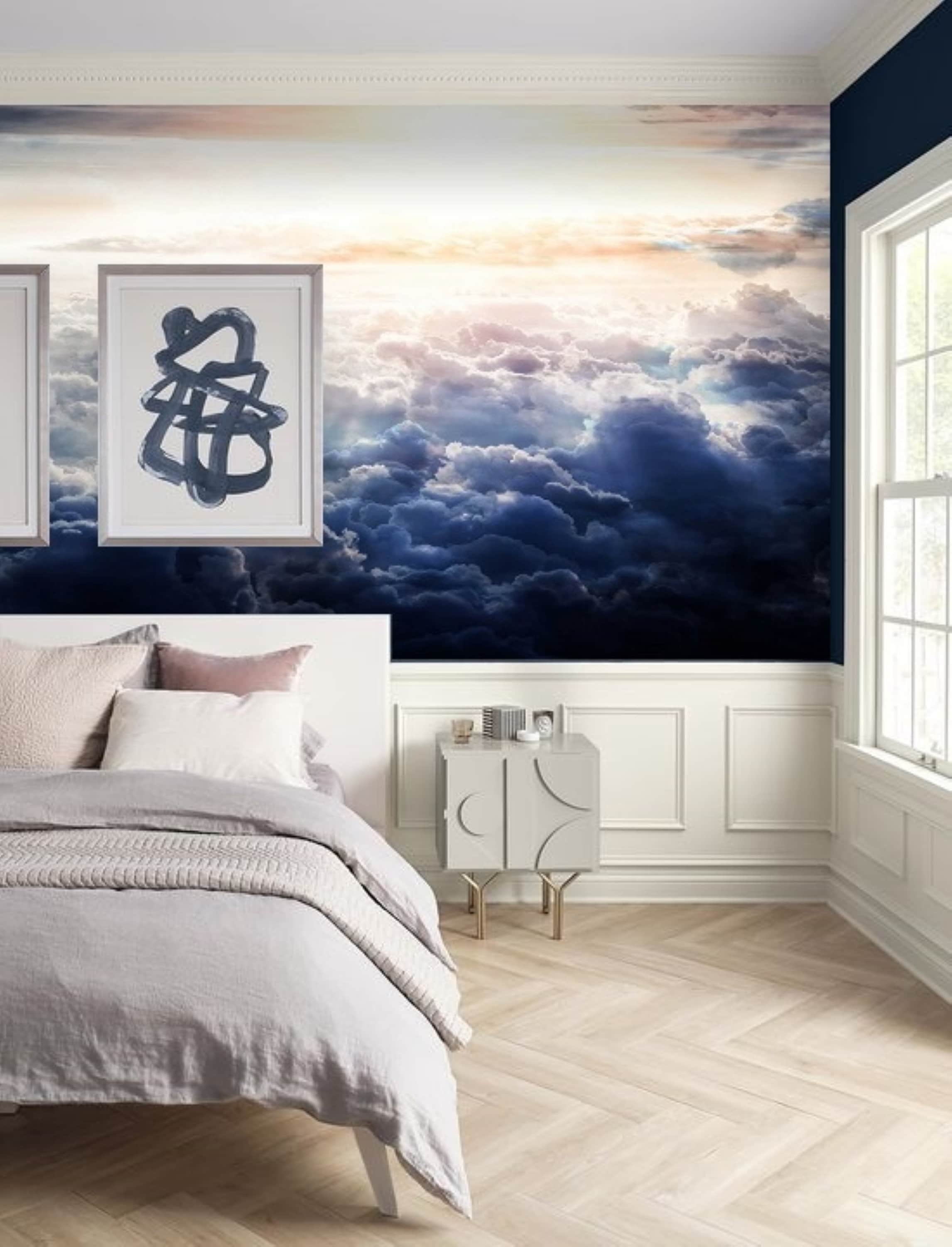 Wallpaper Peel and Stick Clouds Removable Wallpaper Blue Sky Etsy UK