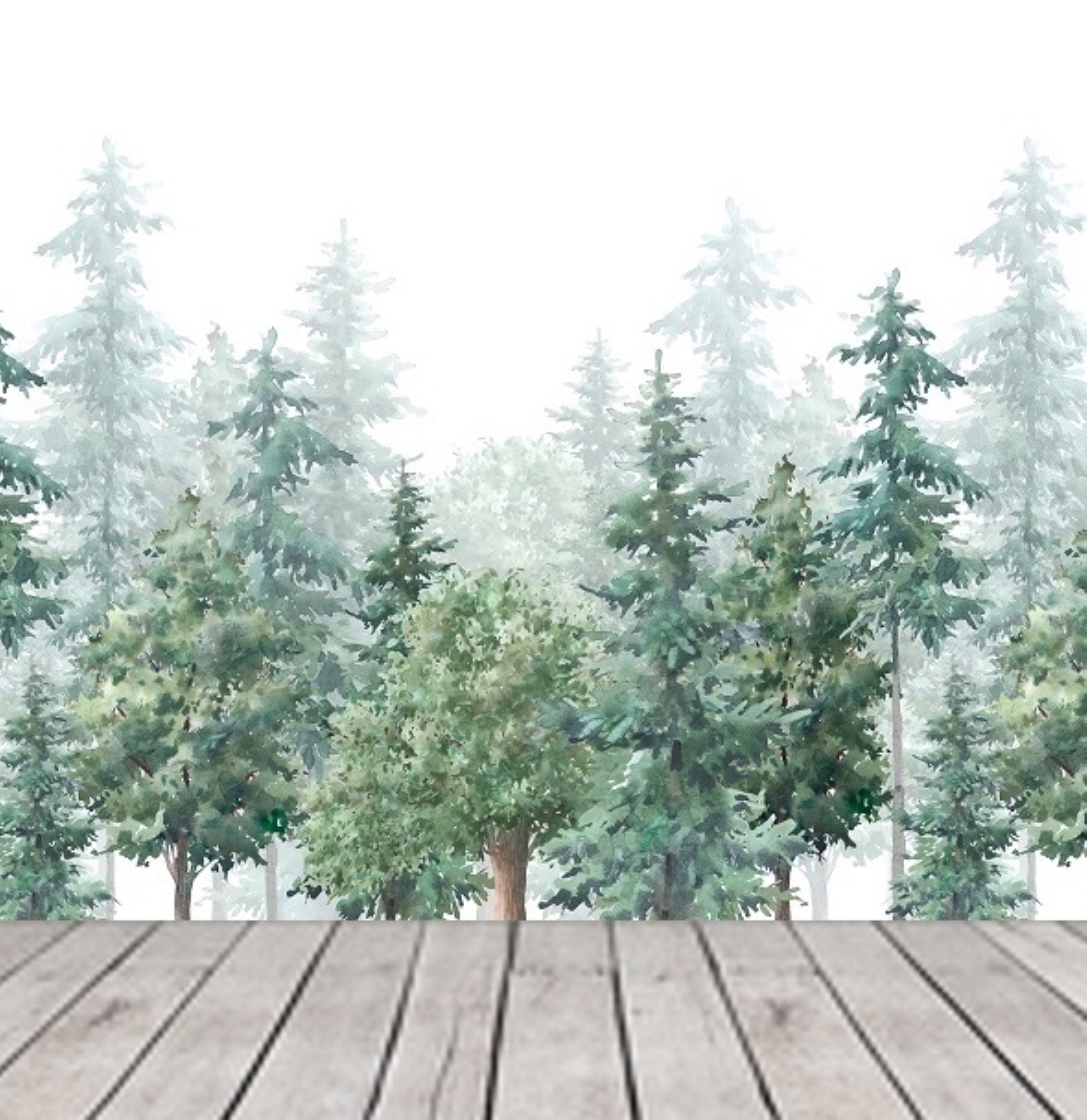 Watercolor Pine Tree Wallpaper Kids Wall Mural Peel and Stick Nursery ...