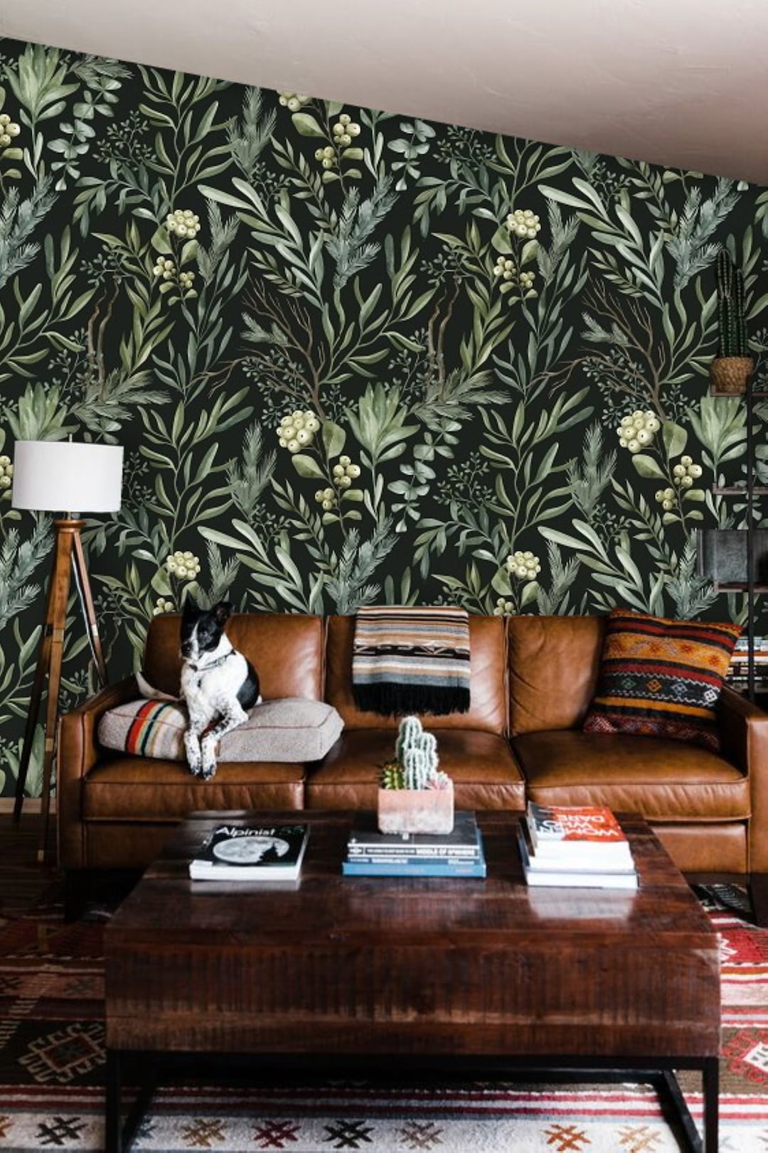 Large Scale Botanical Wallpaper Dark Botanical Wall Art Vintage