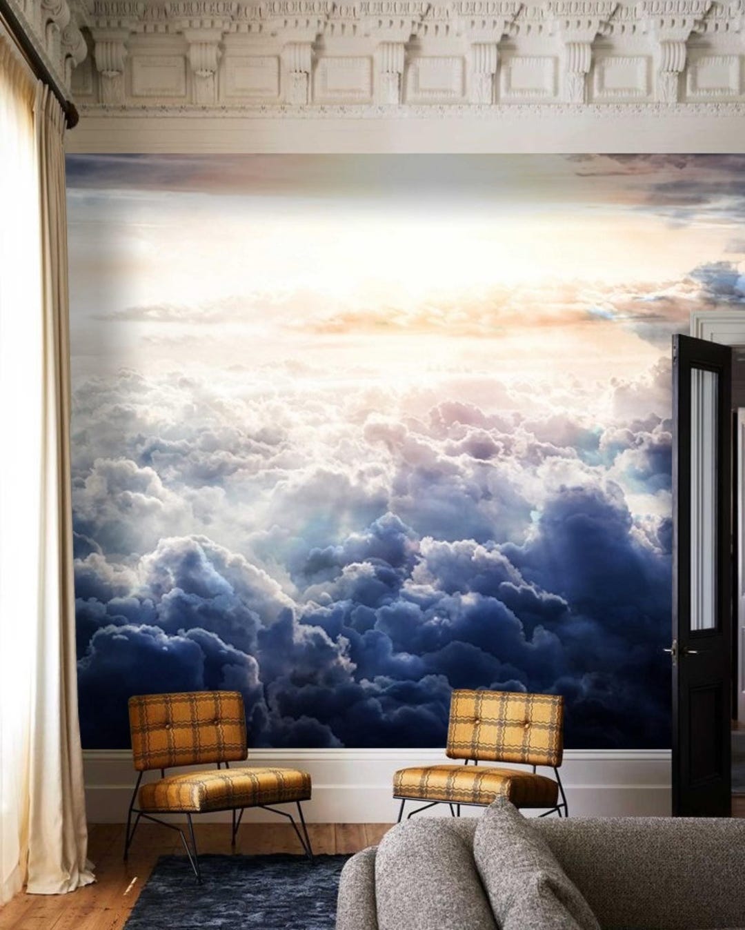 Delightfully Dramatic Cloudy Sky With Sun Rays Wallpaper Mural ...