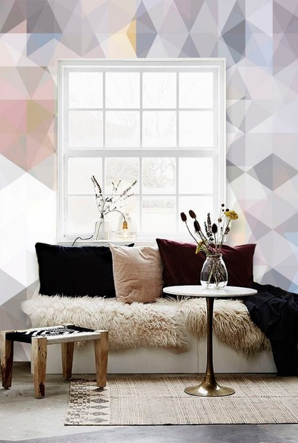 Triangle Geometric Wallpaper Self Adhesive Wallpaper Modern - Etsy UK