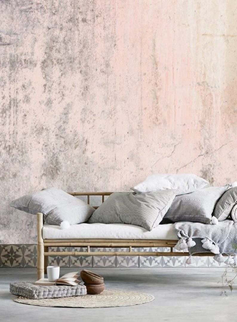 Blush pink wallpaper mural.