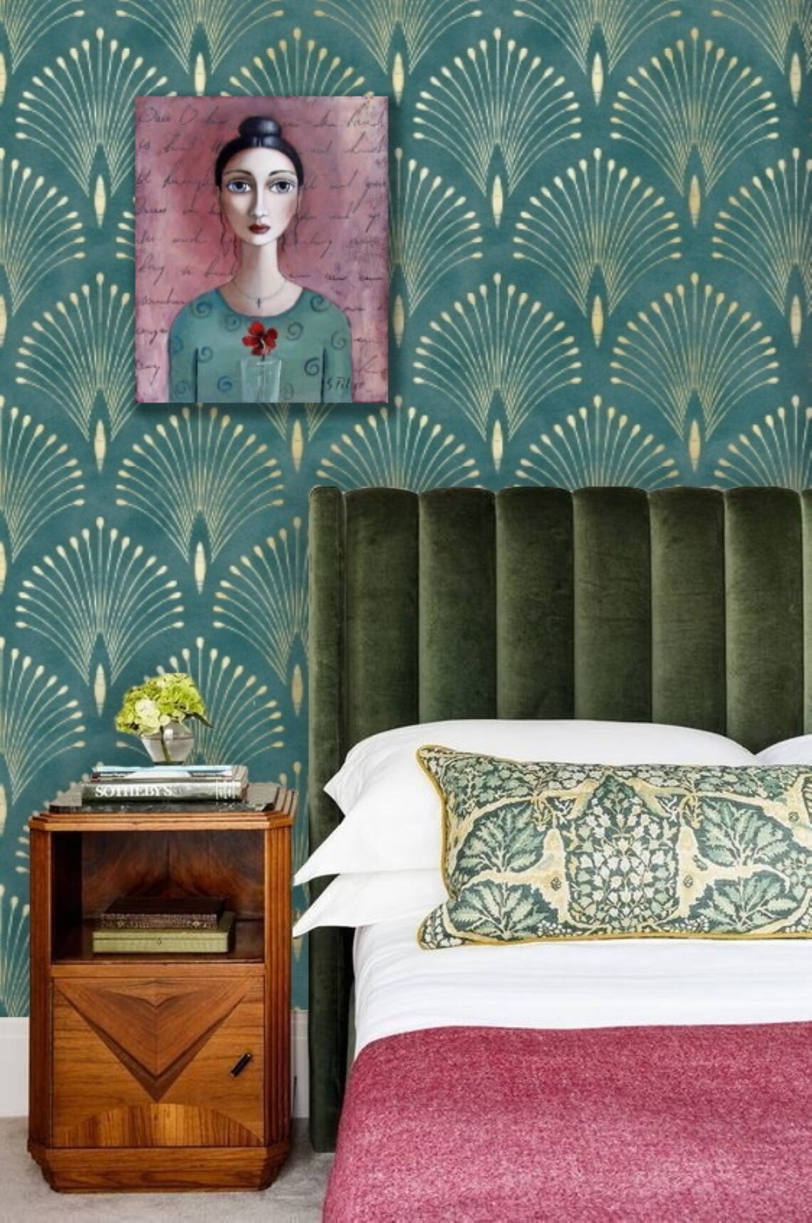 Blue Gold Art Deco Wallpaper Peel and Stick Modern Design Wallpaper