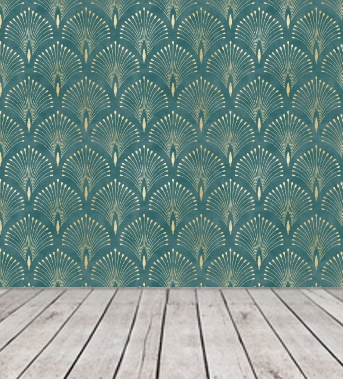 Blue Gold Art Deco Wallpaper Peel and Stick Modern Design Wallpaper