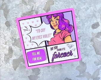 cry my eyes violet comic style waterproof sticker|TS12
