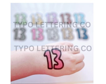 Temporary &quot;13&quot; tattoos-SOLID COLORS|temporary tattoos| 13 tattoos|original designer