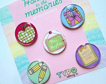 Custom Teacher gift|5 piece magnet set|teacher christmas gift|teacher gift|custom gift|custom Christmas gift