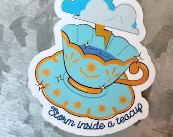 Storm inside a teacup waterproof sticker|opalite|Opalite sticker|TS12
