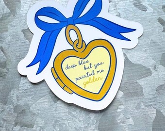 Deep blue but you painted me golden waterproof sticker|hands tied sticker