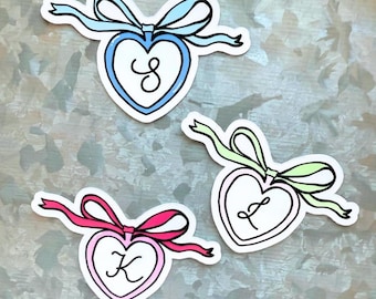 Custom initial heart locket waterproof sticker-3 color choices|heart sticker|custom sticker|custom initial