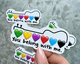 You belong with me heart and guitar waterproof sticker