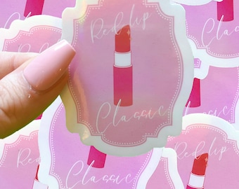 Red lip classic sticker, waterproof sticker, holographic sticker
