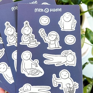 Meh à la maison | vie d'un casanier | Stickers d'ambiance minimalistes amusants pour agenda, journal et ordinateurs portables | Esthétique appropriée pour les vibrations Chill
