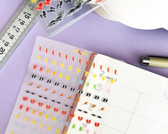 Emoji Planner Stickers: Transparent Mini Icons for Journaling