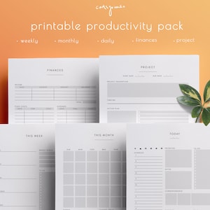 Minimal Productivity Planner Inserts – Monthly, Daily, Weekly, Budget, Project Pages, Homework, US Letter/A5 PDF (zipped as .RAR)