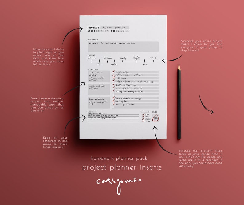 Download Homework Planner Inserts Productivity planner for students ...