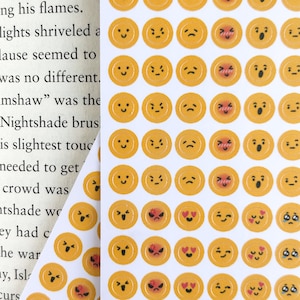 Hoja de pegatinas para anotaciones de emojis y libros