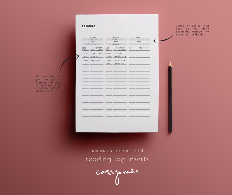 Download Homework Planner Inserts Productivity planner for students ...