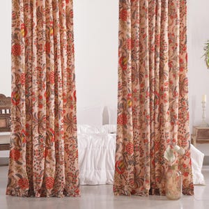 Cortina de terciopelo de algodón con estampado floral indio, estilo bohemio, de lujo, ideal como regalo de inauguración de la casa, decoración colorida, grandes cortinas personalizadas.