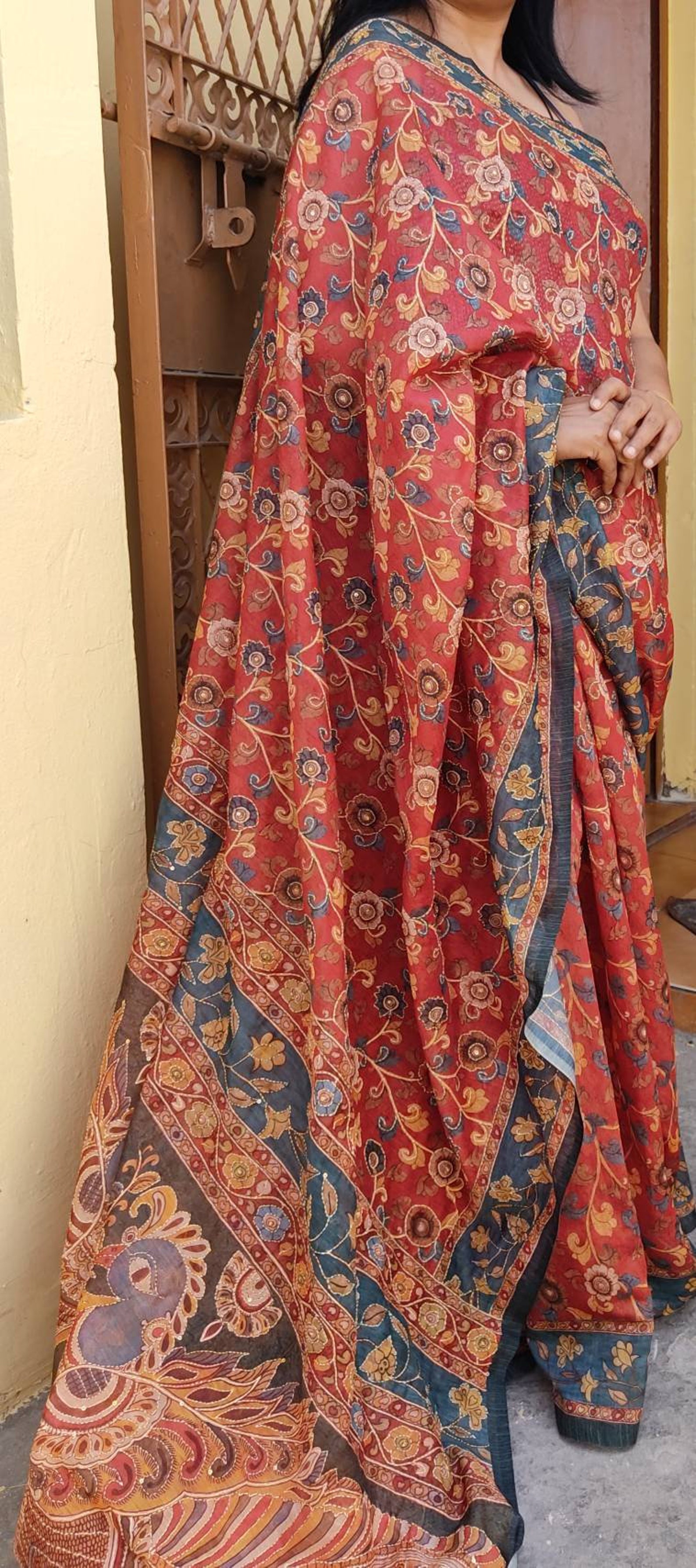 Beautiful Kantha Work Full Embroidered Saree/ Indian Saree/ Etsy