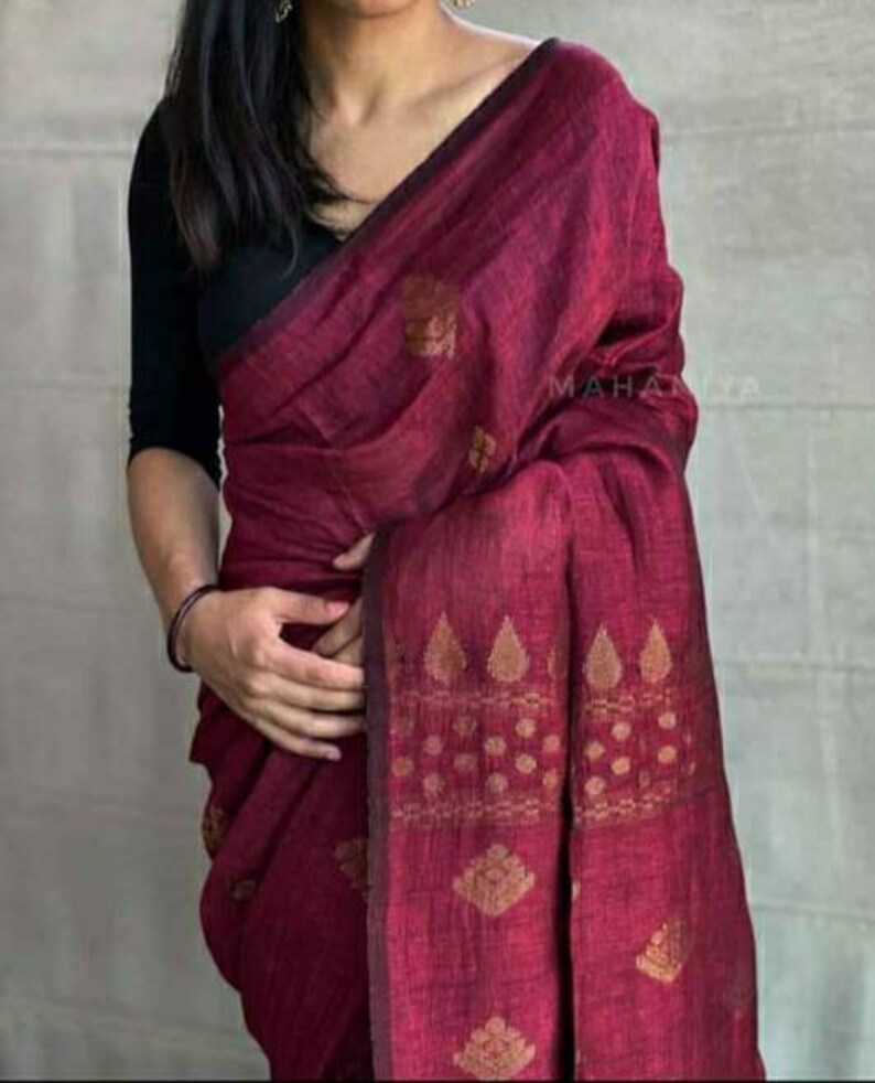 Linen Saree/ Organic Linen By Linen Sarees/ Saree for Women / Etsy