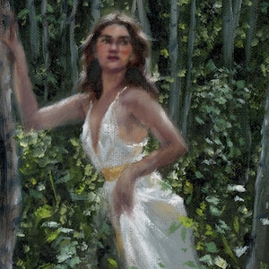 Open Edition Art Print Original Oil Painting Pretty Female Figure Portrait Woods Fantasy Art