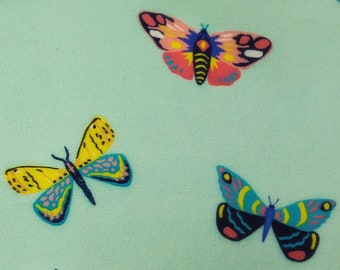 Viscose print butterflies Öko-Tex // colorful pink turquoise blue yellow slightly falling