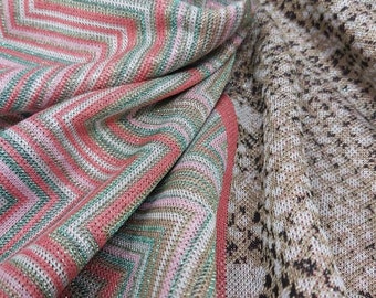 Viscose jersey with serrating border 165 cm wide Eco-Tex / snake and serrating pattern grey aprico beige pink