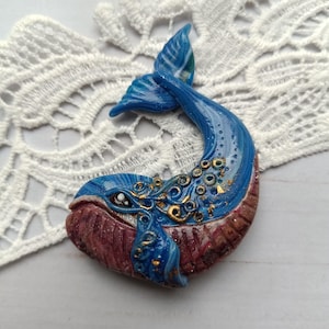 Romantic Whale Brooch, Whisper of the Sea,  Fantasy Ocean Animal Pin, Nautical Jewelry Gift