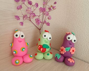 Set of 3 Whimsical Creatures, Handmade Desk Decor, Polymer Clay Figurines