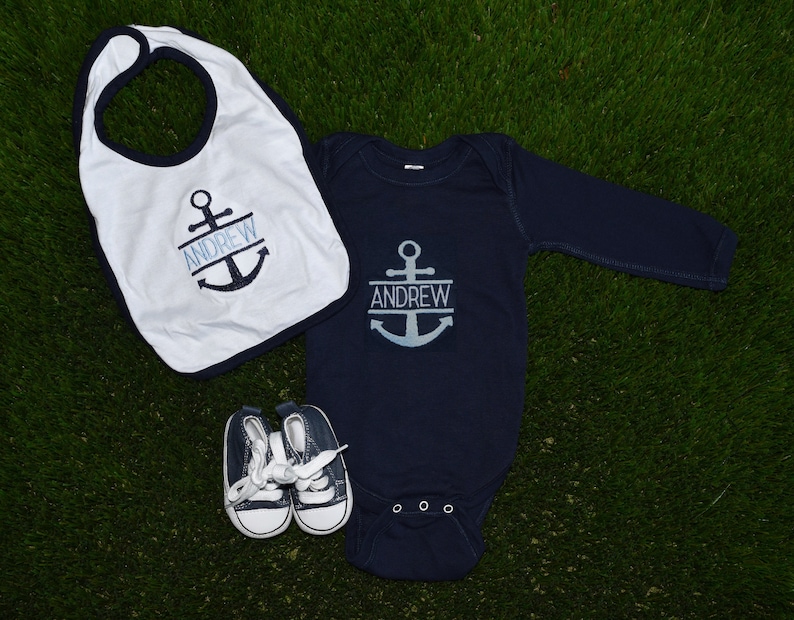 Baby boy personalized onesie baby gift nautical baby custom embroidered onesie