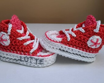 Crocheted baby shoes, baby shoes, sneakers, personalized baby shoes, gift, baptism, booties