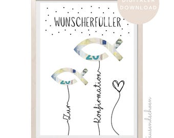 PDF Geldgeschenk Konfirmation Geschenk zur Konfirmation DIY Geschenk für Mädchen Jungen A4 Geld verschenken Konfirmationsgeschenk Kommunion