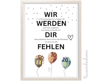 PDF - Cash gift, farewell gift, colleague, thank you, farewell, job change, pension