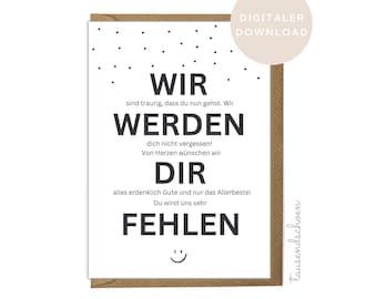 PDF | Farewell card for colleague, retirement, pension, job change, greeting card, farewell gift, thank you