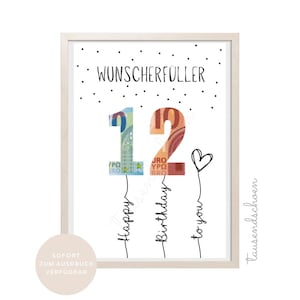 Regalo en efectivo para el 12.º cumpleaños, tarjeta de felicitación de cumpleaños, regalo para adolescente 13, 14, 15, 16, último minuto, niña, niño, feliz cumpleaños.