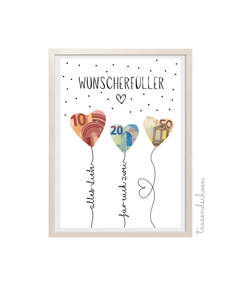 PDF Geldgeschenk Hochzeit Trauung Wunscherfüller Geldgeschenk Hochzeit Geschenk zur Hochzeit standesamtliche Trauung Bild 5