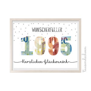 PDF - Cadeau en argent Carte d'anniversaire pour 30e anniversaire à télécharger pour imprimer photo de félicitations 25 30 40 50 60 1995