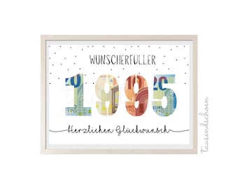 PDF - Cash gift 30th birthday wish fulfiller birthday card download to print congratulations picture 25 30 40 50 60 1995
