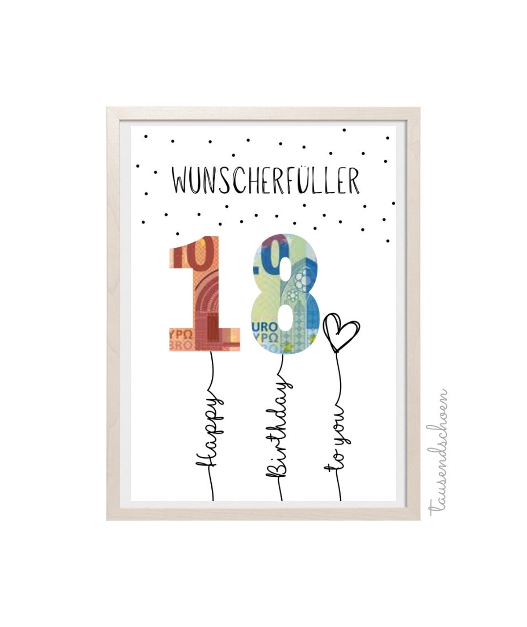 PDF Self Print Geldgeschenk 18. Geburtstag Geburtstagsgeschenk