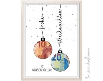 Money gift Christmas Christmas gift ideas Last minute gift girl boy DIY Download Christmas money godchild packaging