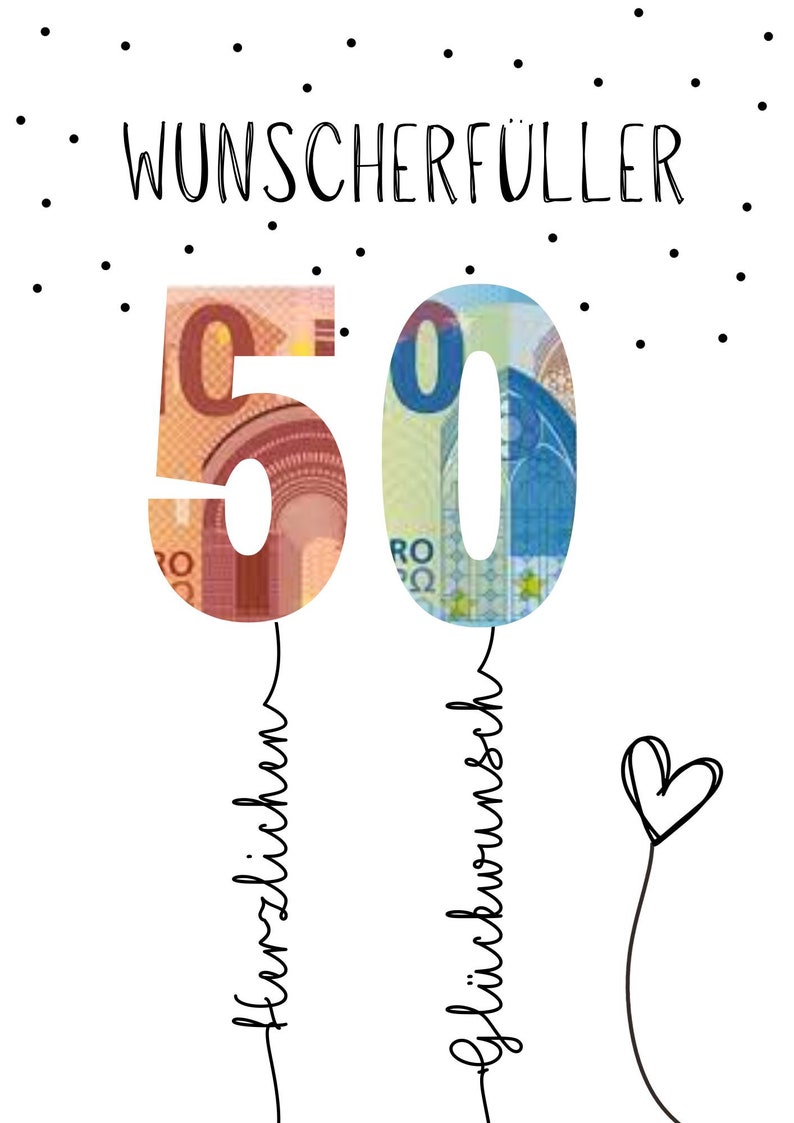 PDF Geldgeschenk 50 Geburtstag Wunscherfüller Geburtstagskarte Download zum Ausdrucken herzlichen Glückwunsch Bild 25 30 40 50 60 Bild 8