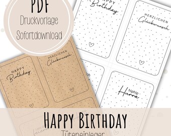 PDF Birthday Print Template Download Self-Printing Gift Card Raysin Happy Birthday Congratulations Sales Cabinet Souvenir