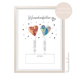 PDF - Geldgeschenk Hochzeit Trauung Wunscherfüller Geldgeschenk Hochzeit Geschenk zur Hochzeit standesamtliche Trauung