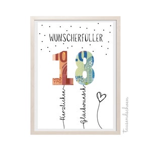 PDF Self Print Geldgeschenk 18. Geburtstag Geburtstagsgeschenk Geschenkidee Happy Birthday 18 Geburtstag Geschenk zum 18. Geburtstag Bild 1