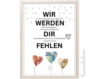 PDF - Cash gift, farewell gift for colleagues, thank you, goodbye, job change, retirement