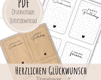 PDF Birthday Print Template Download Self-Printing Gift Card Raysin Happy Birthday Congratulations Sales Cabinet Souvenir