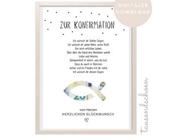 Money gift for Confirmation, Communion, Youth Dedication, Baptism or Confirmation DIY gift for girls and boys A4 Give money as a gift