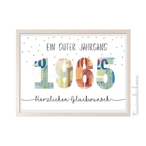 PDF - Cadeau en espèces pour 60e anniversaire, carte d'anniversaire exauçant les vœux, télécharger pour imprimer, félicitations, image 25 30 40 50 60