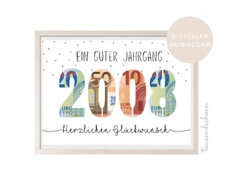 PDF - Money Gift 18th Birthday Wish Granter Birthday Card Download for Printing Congratulations Image 18 25 30 40 50 60 2008